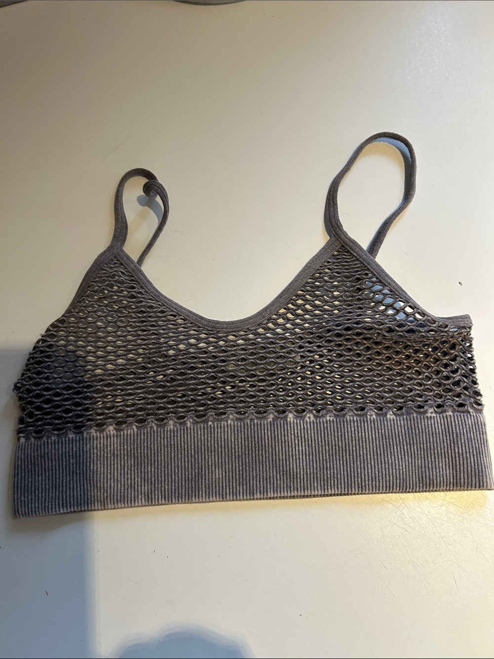 Mesh Overlay Bralette in Gray